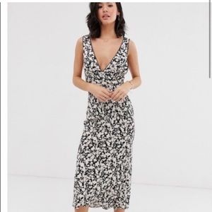 Free People Black Floral Midi Dress - NWT